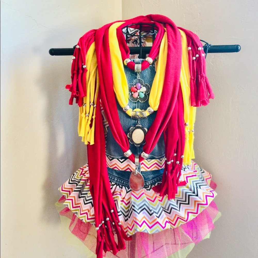Set of 3 Jewelry Scarves (red and yellow)